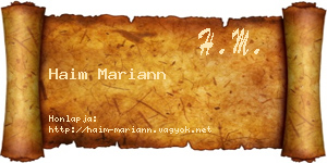 Haim Mariann névjegykártya